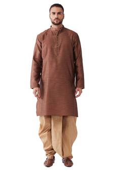 Maroon Woven Silk Blend Dhoti-Kurta