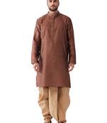 Maroon Woven Silk Blend Dhoti-Kurta