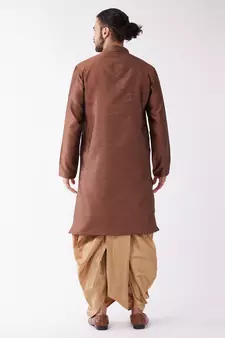 Maroon Woven Silk Blend Dhoti-Kurta