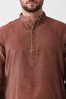 Maroon Woven Silk Blend Dhoti-Kurta