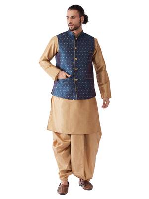 Gold Woven Silk Blend Dhoti-Kurta 1