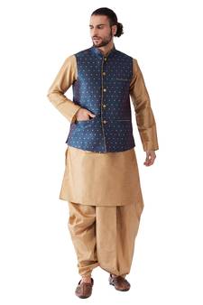 Gold Woven Silk Blend Dhoti-Kurta