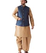 Gold Woven Silk Blend Dhoti-Kurta