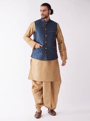 Gold Woven Silk Blend Dhoti-Kurta 2