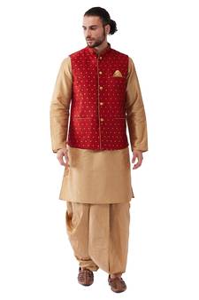 Gold Woven Silk Blend Dhoti-Kurta