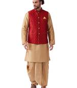 Gold Woven Silk Blend Dhoti-Kurta