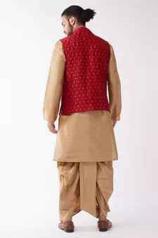 Gold Woven Silk Blend Dhoti-Kurta