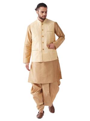 Gold Woven Silk Blend Dhoti-Kurta 1
