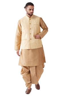 Gold Woven Silk Blend Dhoti-Kurta