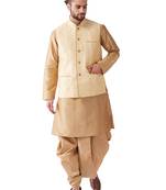 Gold Woven Silk Blend Dhoti-Kurta