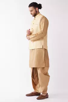 Gold Woven Silk Blend Dhoti-Kurta