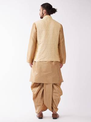 Gold Woven Silk Blend Dhoti-Kurta 4