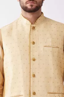 Gold Woven Silk Blend Dhoti-Kurta