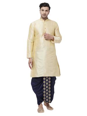 Gold embroidered silk blend dhoti-kurta 1