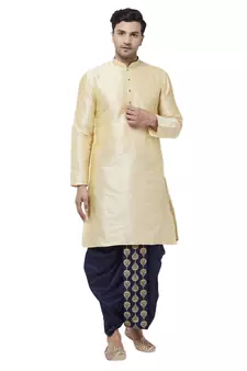 Gold embroidered silk blend dhoti-kurta