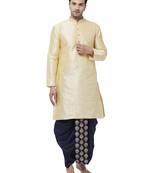 Gold embroidered silk blend dhoti-kurta