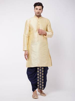 Gold embroidered silk blend dhoti-kurta 2