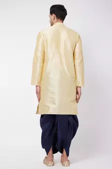 Gold embroidered silk blend dhoti-kurta