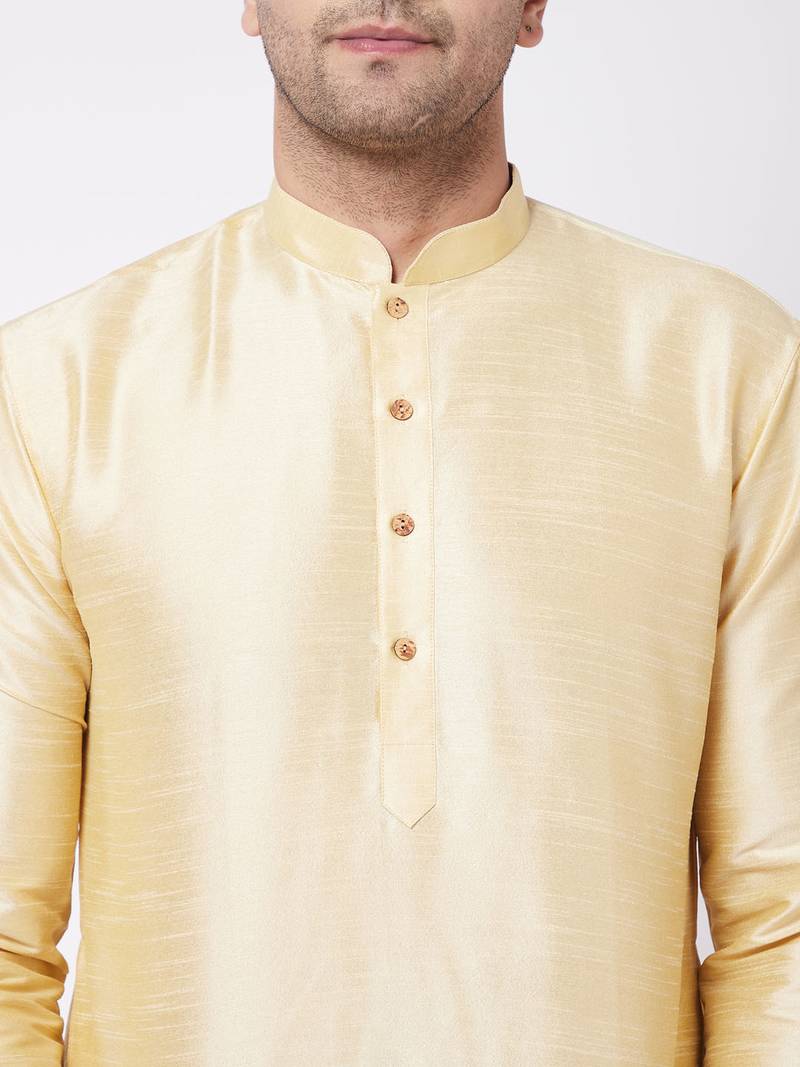 Gold embroidered silk blend dhoti-kurta