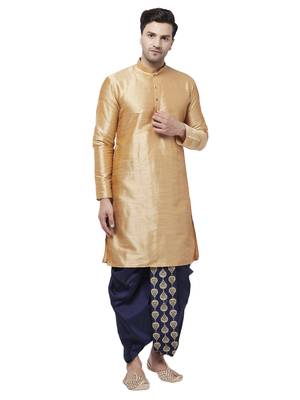 Gold embroidered silk blend dhoti-kurta 1