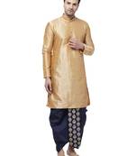 Gold embroidered silk blend dhoti-kurta