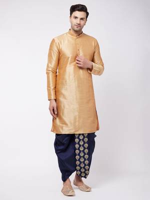 Gold embroidered silk blend dhoti-kurta 2
