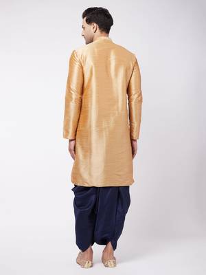 Gold embroidered silk blend dhoti-kurta 4