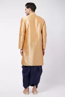 Gold embroidered silk blend dhoti-kurta