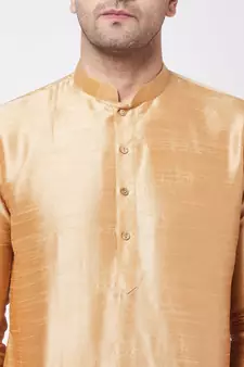 Gold embroidered silk blend dhoti-kurta