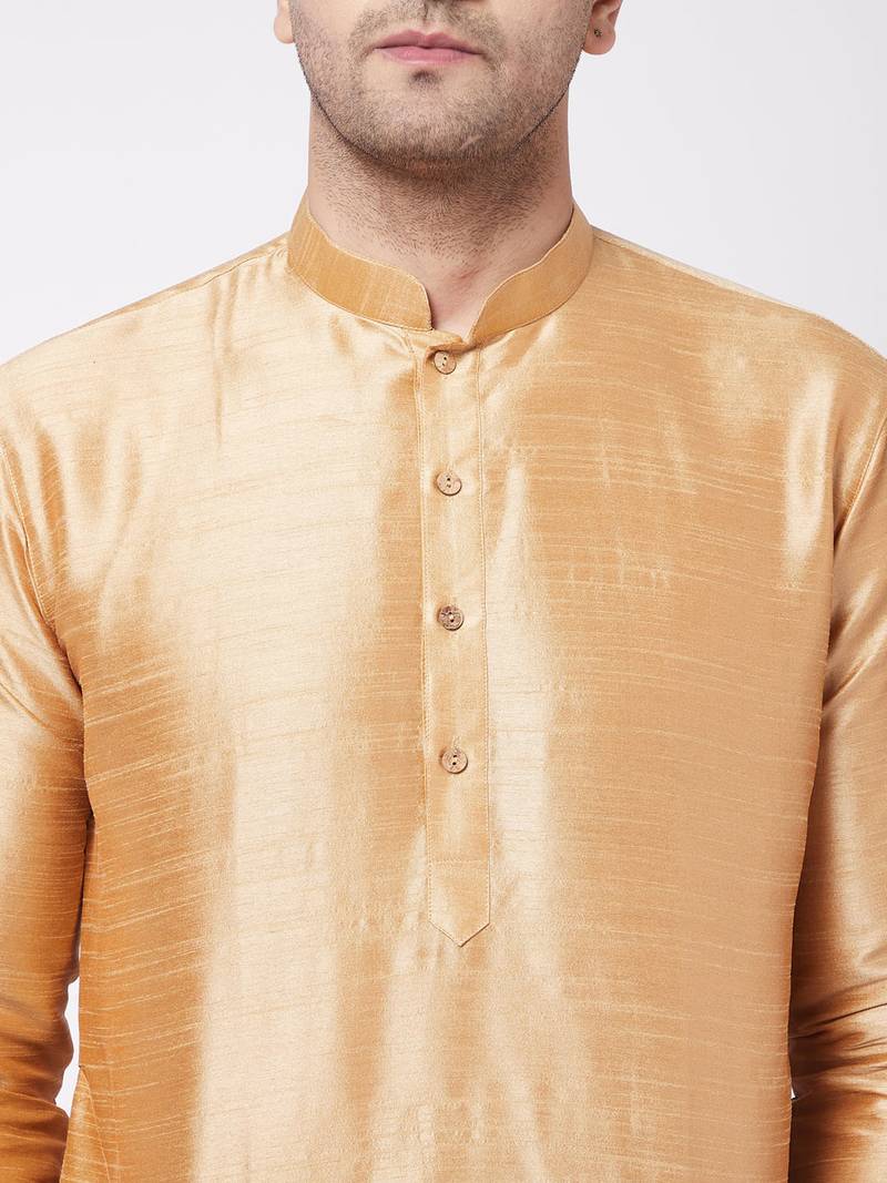 Gold embroidered silk blend dhoti-kurta