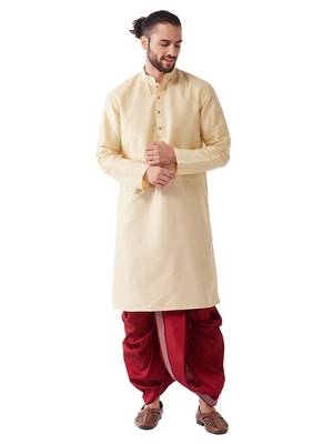 Gold embroidered silk blend dhoti-kurta 1