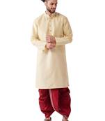 Gold embroidered silk blend dhoti-kurta