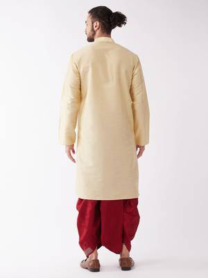 Gold embroidered silk blend dhoti-kurta 4