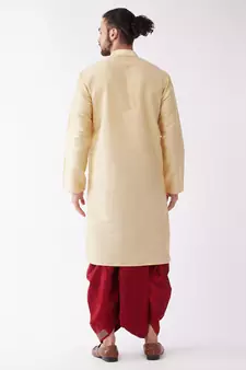Gold embroidered silk blend dhoti-kurta