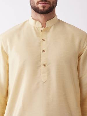 Gold embroidered silk blend dhoti-kurta 5