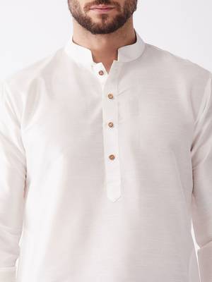 White embroidered silk blend dhoti-kurta 5