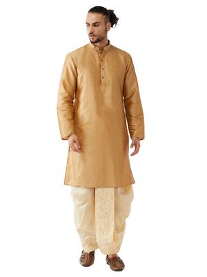 Gold Embroidered Silk Blend Dhoti-Kurta 1