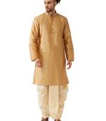 Gold Embroidered Silk Blend Dhoti-Kurta