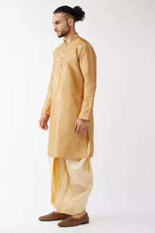 Gold Embroidered Silk Blend Dhoti-Kurta