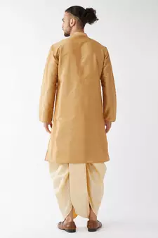 Gold Embroidered Silk Blend Dhoti-Kurta