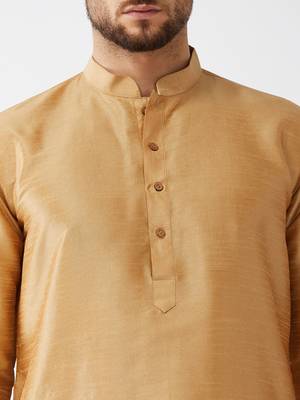 Gold Embroidered Silk Blend Dhoti-Kurta 5