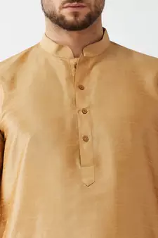 Gold Embroidered Silk Blend Dhoti-Kurta
