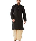 Black Embroidered Silk Blend Dhoti-Kurta