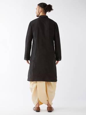 Black Embroidered Silk Blend Dhoti-Kurta 4