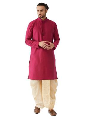 Solid Kurta And Embroidered Traditional Dhoti Set 1