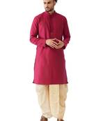 Solid Kurta And Embroidered Traditional Dhoti Set