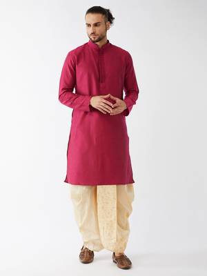 Solid Kurta And Embroidered Traditional Dhoti Set 2