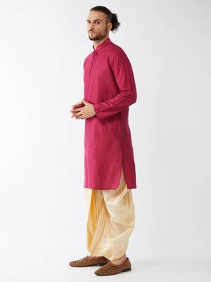 Solid Kurta And Embroidered Traditional Dhoti Set 3