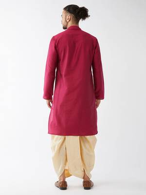 Solid Kurta And Embroidered Traditional Dhoti Set 4