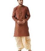 Maroon Woven Silk Blend Dhoti-Kurta